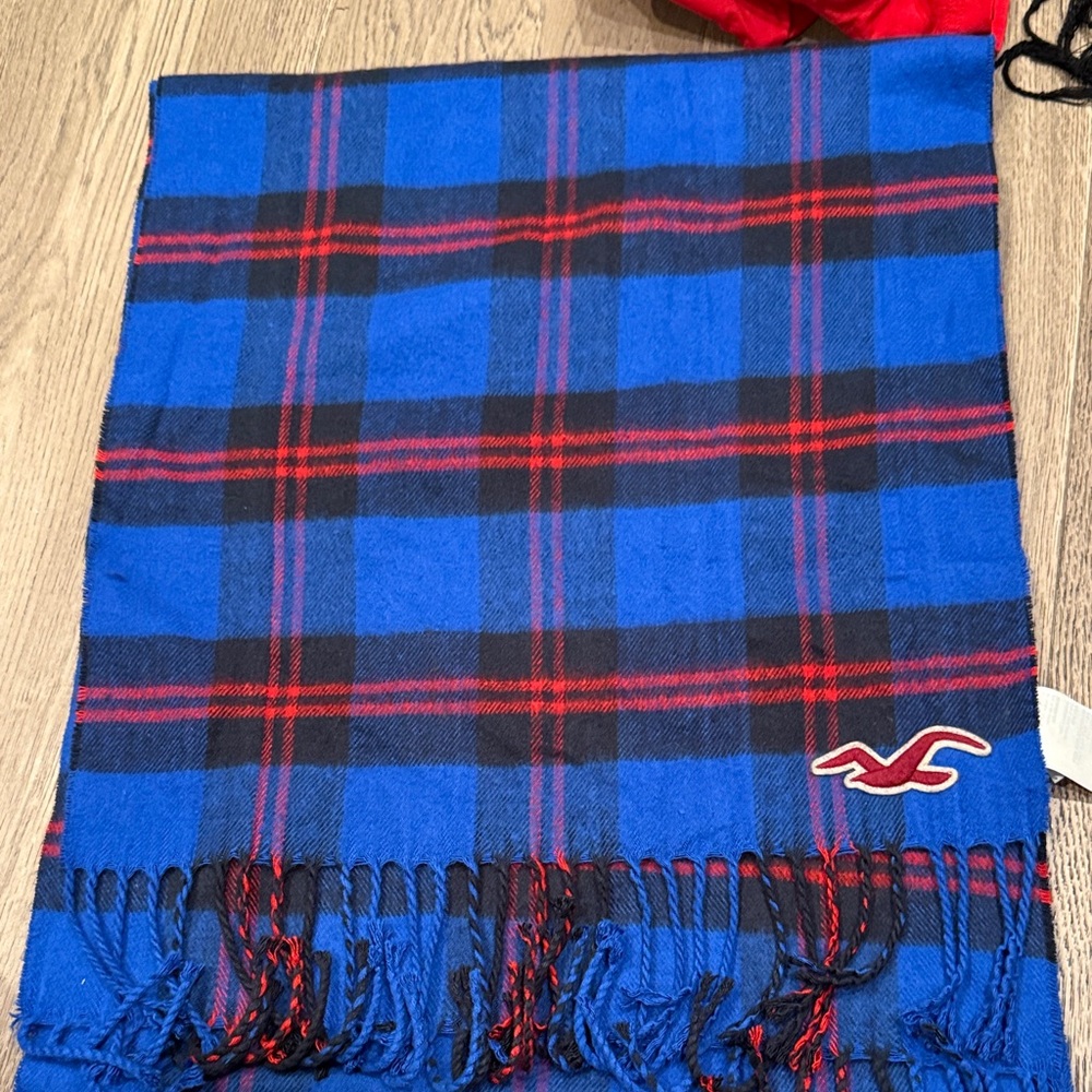 Hollister Blue and Red Plaid Scarf
